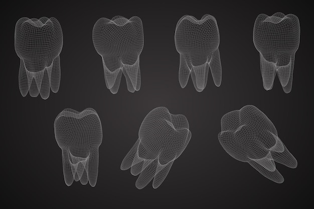 Vectorreeks 3d tanden voor tandgeneeskunde