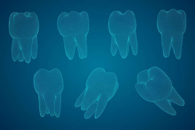 Vectorreeks 3d tanden voor tandgeneeskunde