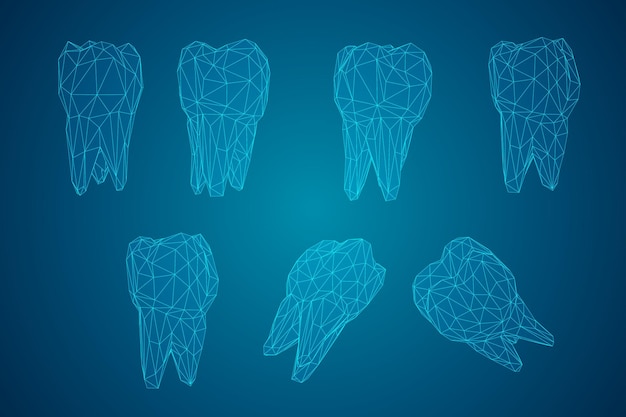 Vectorreeks 3d tanden voor tandgeneeskunde