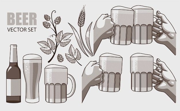 Vectorreeks bierillustraties