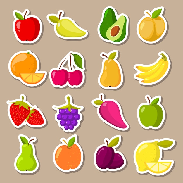 Vectorreeks fruit en bessenstickers