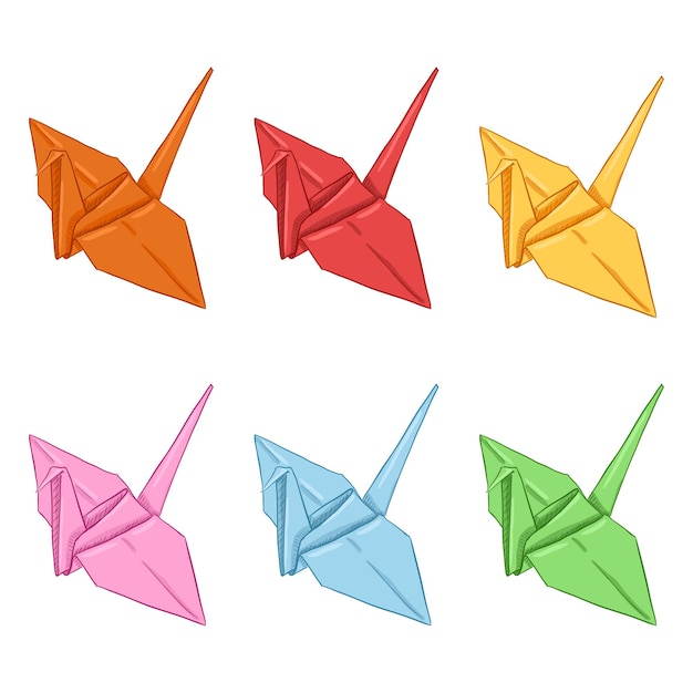 Vectorreeks Origami Gekleurde Document Kranen