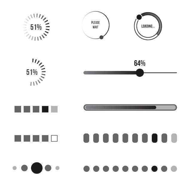 Vector vectorreeks zwarte laadpictogrammen