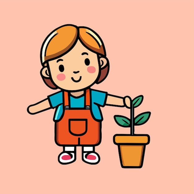 Vectors for little ones give a sense of affection and take care of plants Design for Earth Day