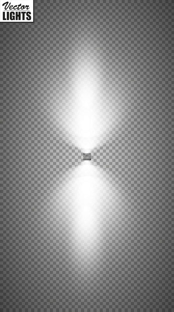 Vectorschijnwerper lichteffect heldere verlichting met schijnwerpers het zoeklicht is wit