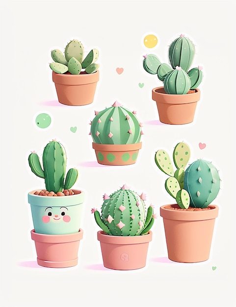 Vectorset cactus in een pot