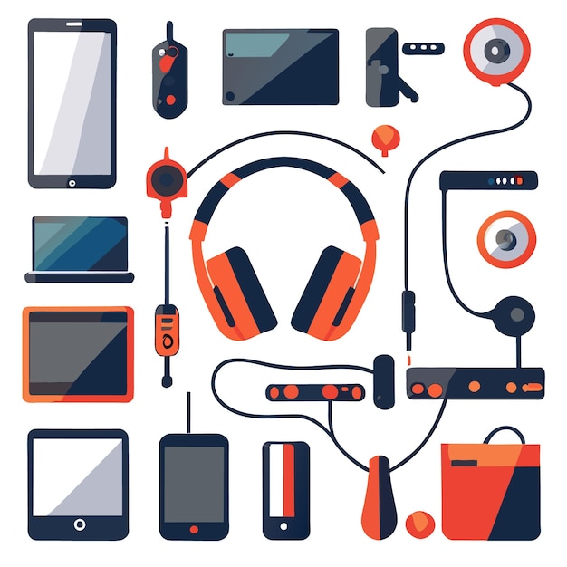 Vector vectorset van hightech gadget-illustraties