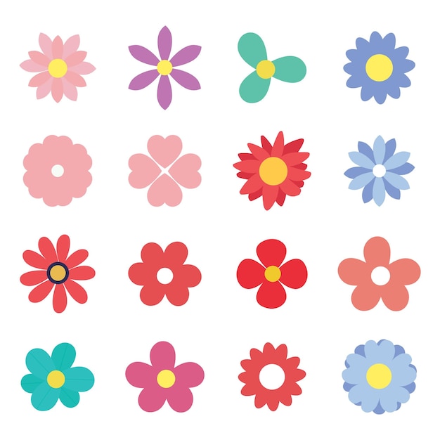 vectorset van schattige kleurrijke bloemen