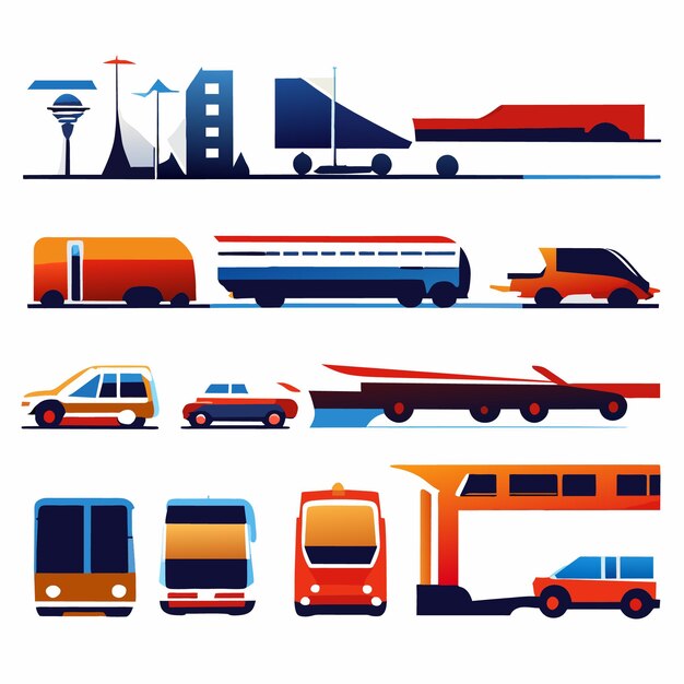 Vector vectorset woon-werkverkeer en mobiliteitsillustraties