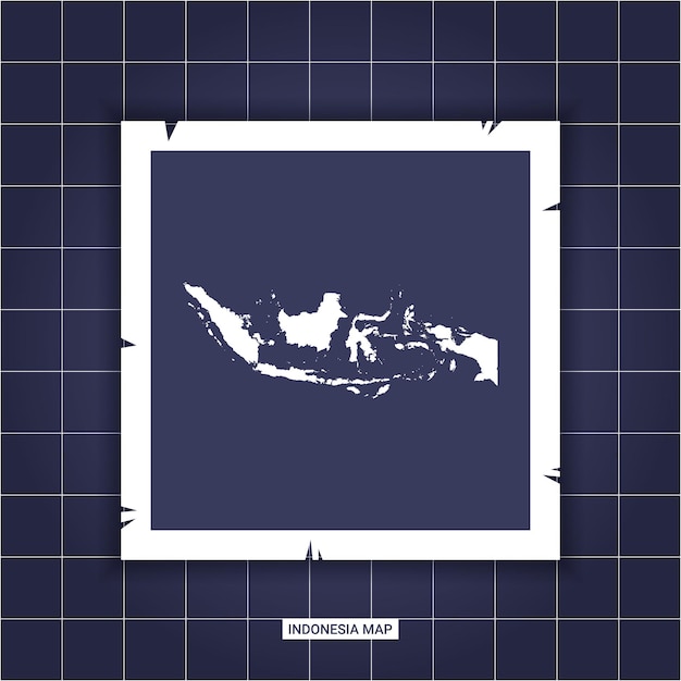 Vector vectorsjabloon kaart indonesië op een fotolijst