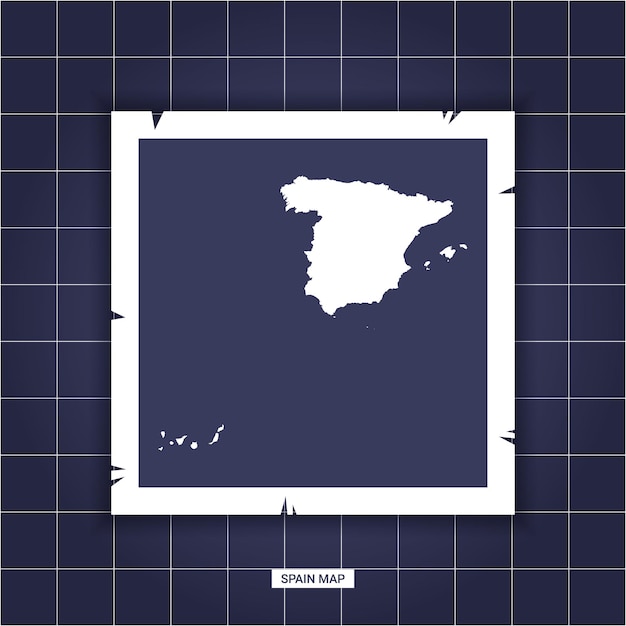 Vectorsjabloon Kaart Spanje op een fotolijst
