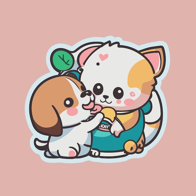 vectorsticker twee puppy spelen