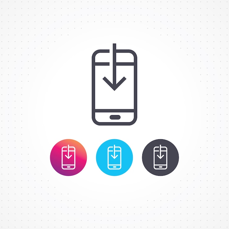 Vector vectorsymbool van smartphone met pijl naar beneden