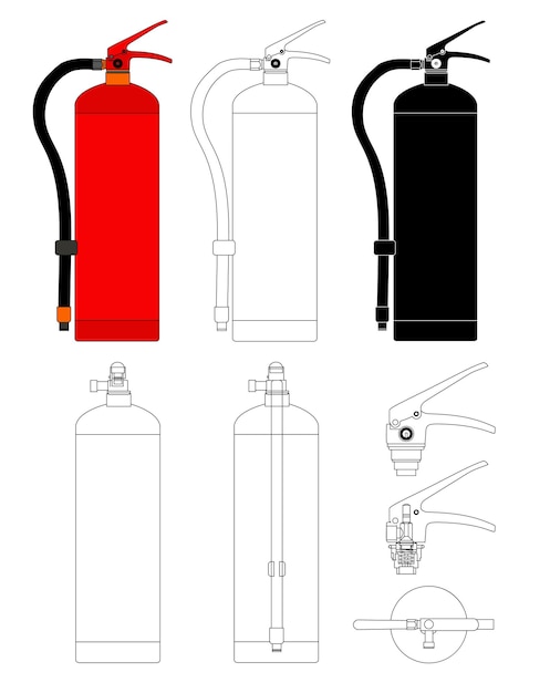 Vector vectortekening van een brandblusser voor brandveiligheidsinstructies