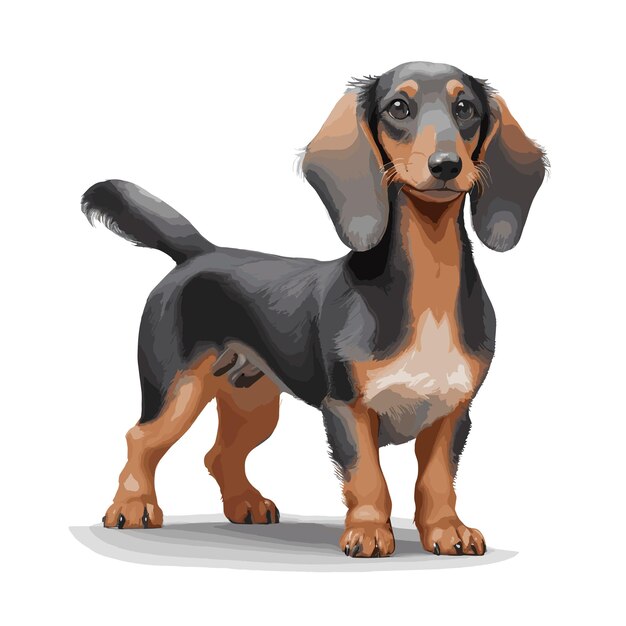 Vector vectortekening van een dachshund-hond met bewerkbare kenmerken illustratie van ontwerpelementen