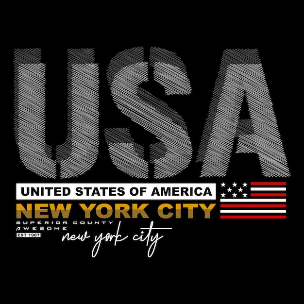 vectortekst usa new york pictogramafbeeldingen belettering stijlvol ontwerp illustratie voor t-shirt