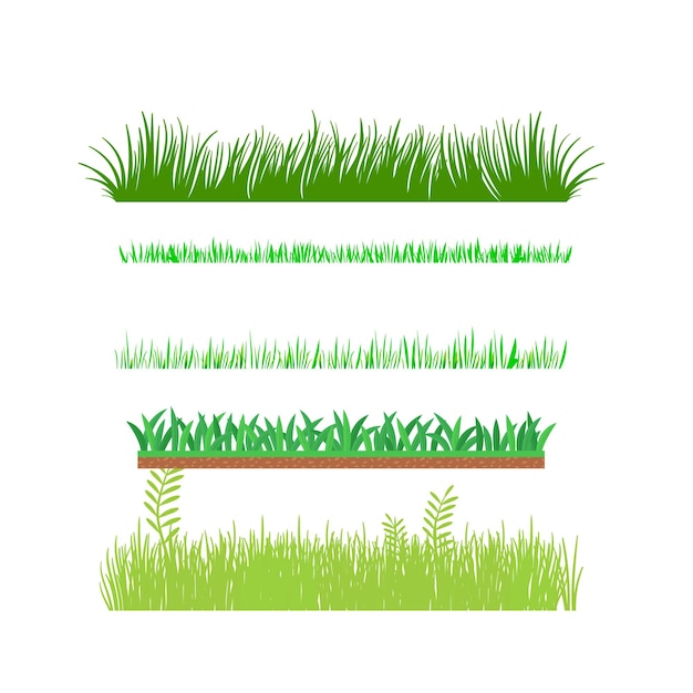 vectorvariëteit van grasgrenzen bij winderig weer in vlak ontwerp