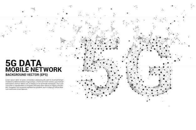 Vectorveelhoek dot verbinden lijnvormige 5G mobiele netwerken networking