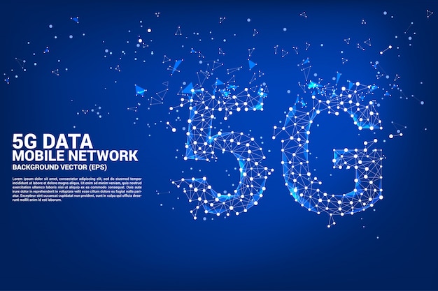 Vectorveelhoek dot verbinden lijnvormige 5g mobiele netwerken networking