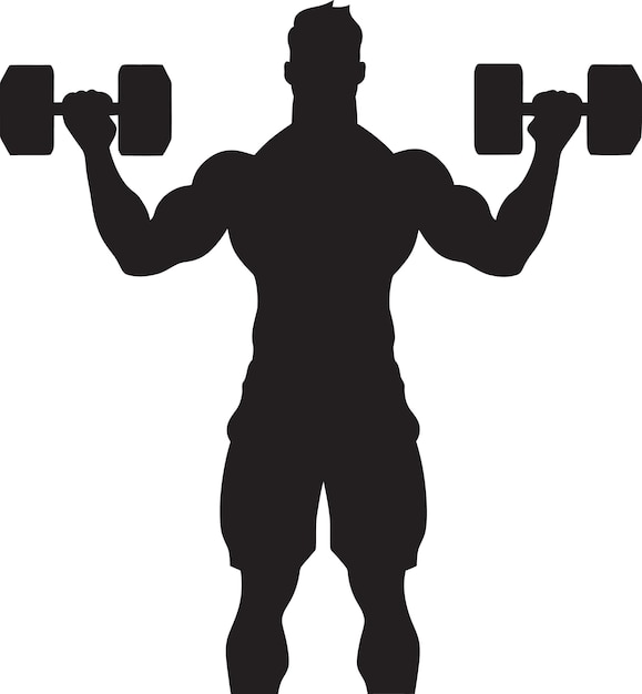 Vector vectorverve black workout emblem dumbbelldrive man with dumbbell logo