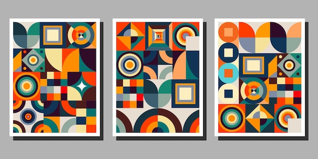 vectorverzameling van abstracte Bauhaus geometrische patroonachtergronden