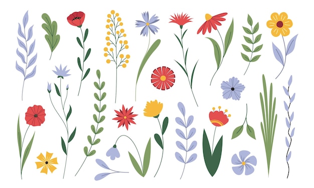 Vector vectorverzameling van bloemen geïsoleerd op witte achtergrond