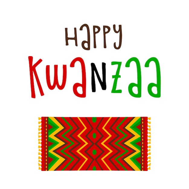 Vectorverzameling van gelukkige kwanzaa-vakantiesymbolen op witte achtergrond