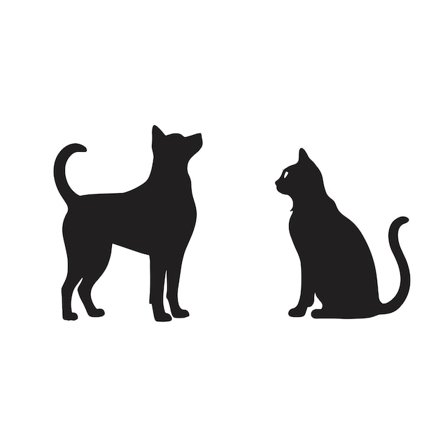 Vectorverzameling van honden- en kattensilhouetten