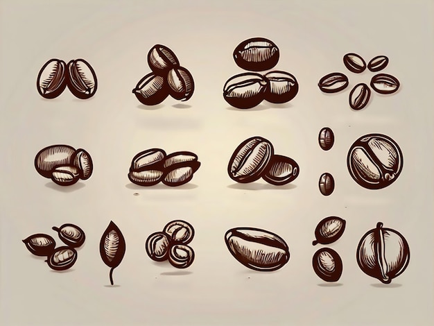 vectorverzameling van koffiekorrels