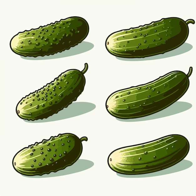 Vectorverzameling van komkommers met vlakke ontwerpstijl
