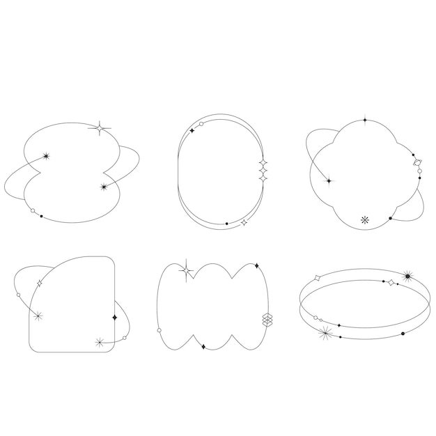 Vectorverzameling van lineaire frames en randen abstracte ontwerpelementen voor decoratie of logoontwerp