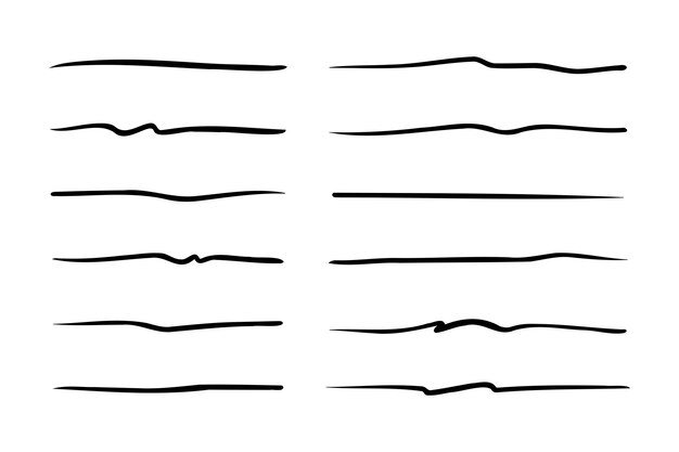 Vectorverzameling van met de hand getekende onderstreepte lijnen