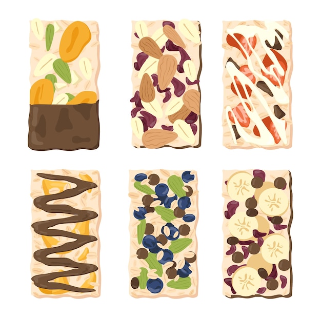 Vector vectorverzameling van muesli bars