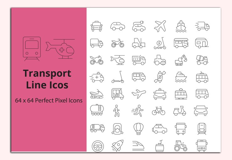 Vector vectorverzameling van transportlijniconen