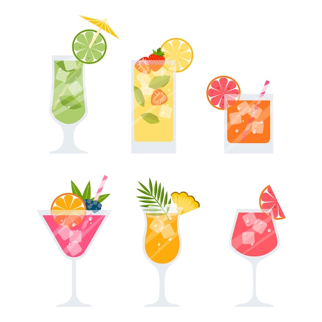 vectorverzameling van zomerdranken