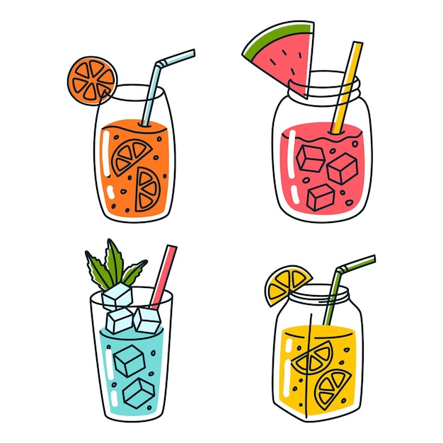vectorverzameling van zomerdranken