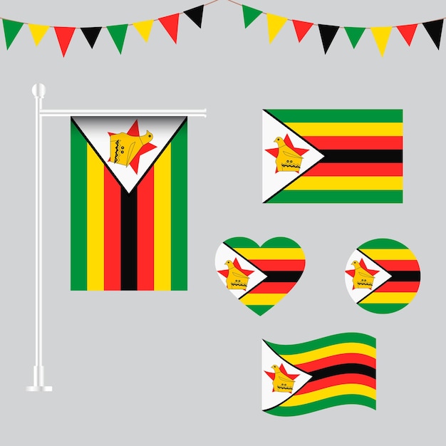 vectorverzameling zimbabwe emblemen en iconen in verschillende vormen