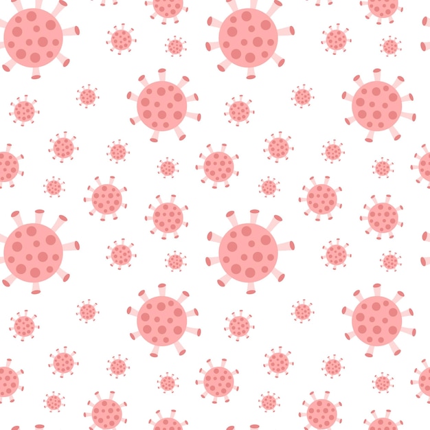 Vectorvirus naadloos patroon op witte achtergrond Roze bacteriënviruspatroon