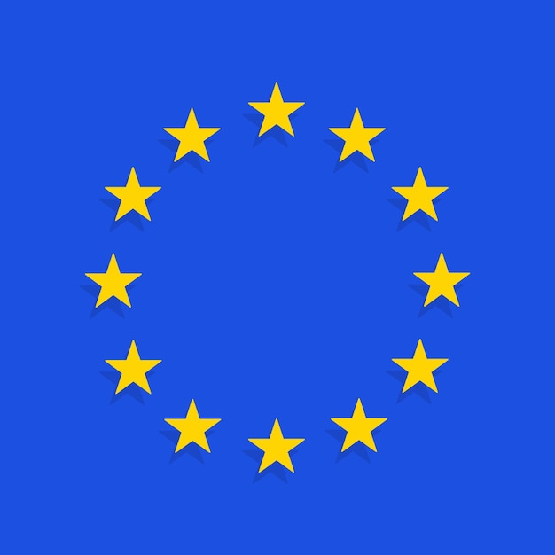 Vectorvlag van de Europese Unie Blauwe achtergrond en gele sterren Europese unie star