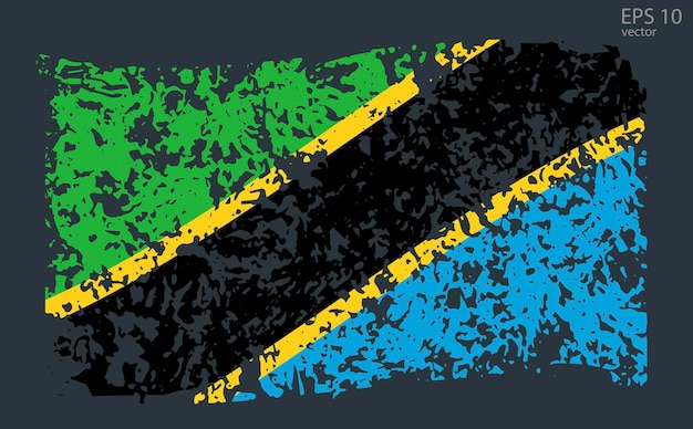 Vectorvlag van Tanzania Vectorillustratie met scheuren en schaafwonden