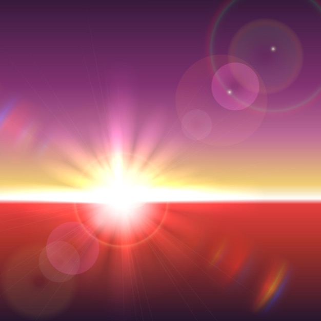 Vectorzon over horizon met lensflares