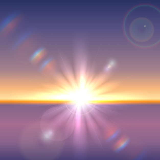 Vectorzon over horizon met lensflares