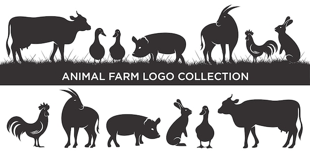 Vee pictogrammenset logo inspiratie Boerderij dieren ontwerpsjabloon Vector illustratie concept