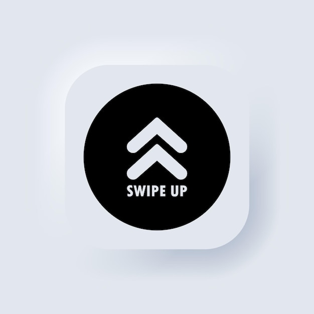 Veeg omhoog icoon. Sociale media-knop. Scrollpictogram. Pijl omhoog logo. Neumorphic UI UX witte gebruikersinterface webknop. Neumorfisme. Vectoreps 10.