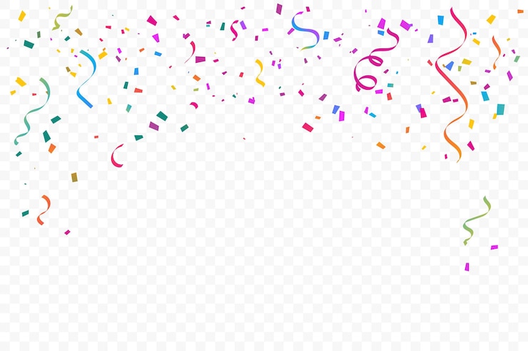 Vector veel vallende kleurrijke kleine confetti en lint op transparante achtergrond. viering evenement en part