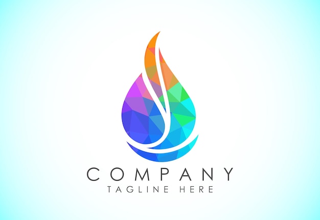 Veelhoekige brand vlam logo icoon Laag poly stijl olie- en gasindustrie logo ontwerpconcept