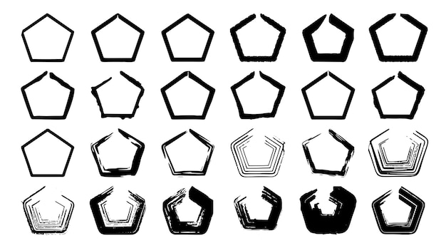 Veelhoekige element doodle hand getrokken borstel vectorillustratie