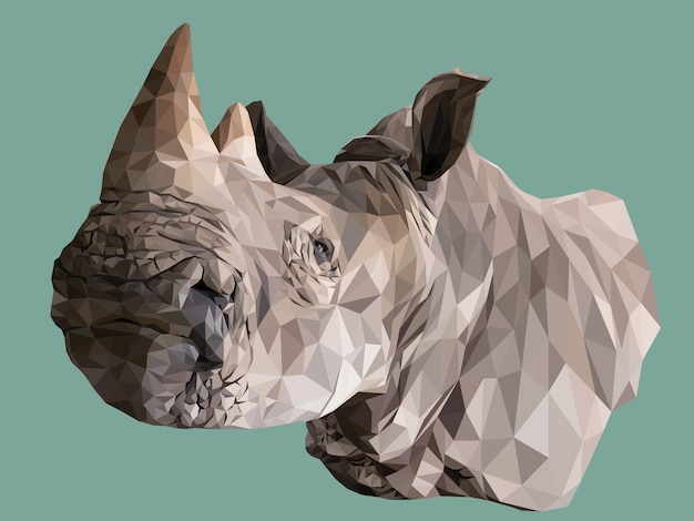 veelhoekige illustratie van het hoofd van neushoorns