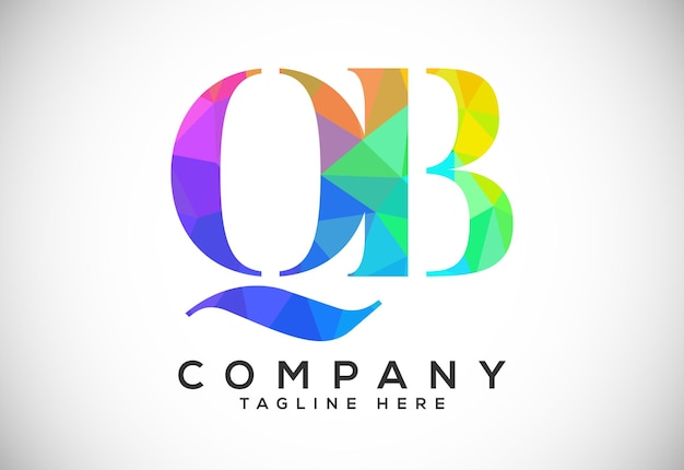 Veelhoekige laag poly letter QB Logo Design Vector Template QB Letter Logo Design