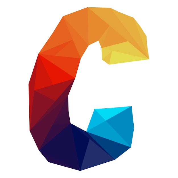 Veelhoekige letter C-logo Mozaïek van alfabet Driehoeken Brief van geometrische vormen